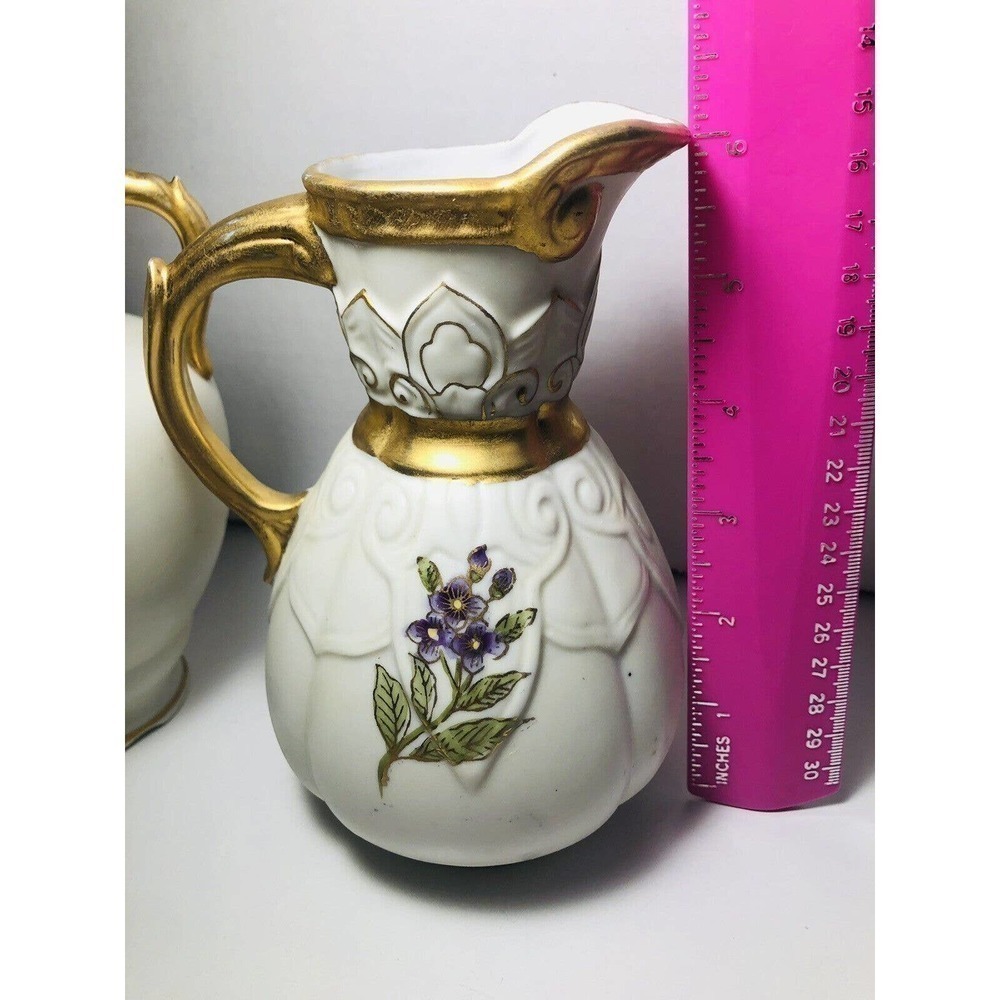 Vintage Porcelain Pitcher and Bud Vase BEAUTIFUL PIECES!! Set Of 2 - Picture 11 of 12